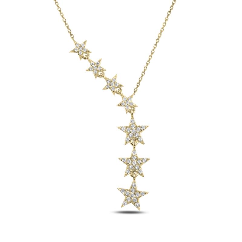 

Chains Silver 925 Sterling Shooting Stars Zircon Cubic Zirconia Dangle Necklace