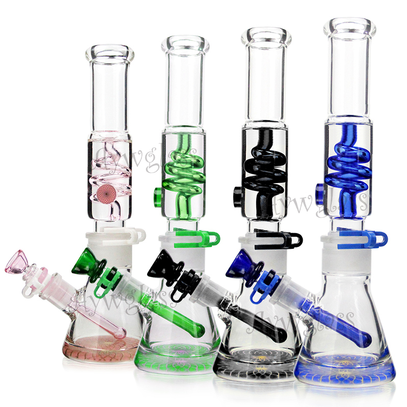 

12 inches 7mm hookah beaker base build a glycerin coil bong glass freezable smoking water pipe