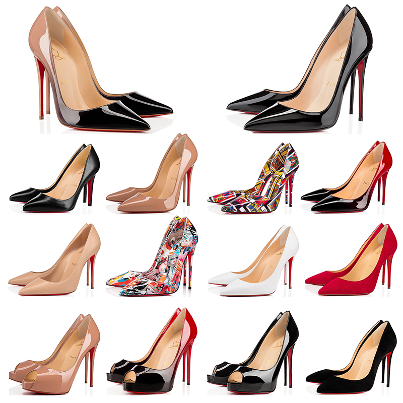 Louboutin Christian Red Bases Designer Chaussures CL Hauts Hauts Hauts 8 10 12cm So Kate Femmes Robe Pièce Mariage Abandonnier Véritable Cuir Poi