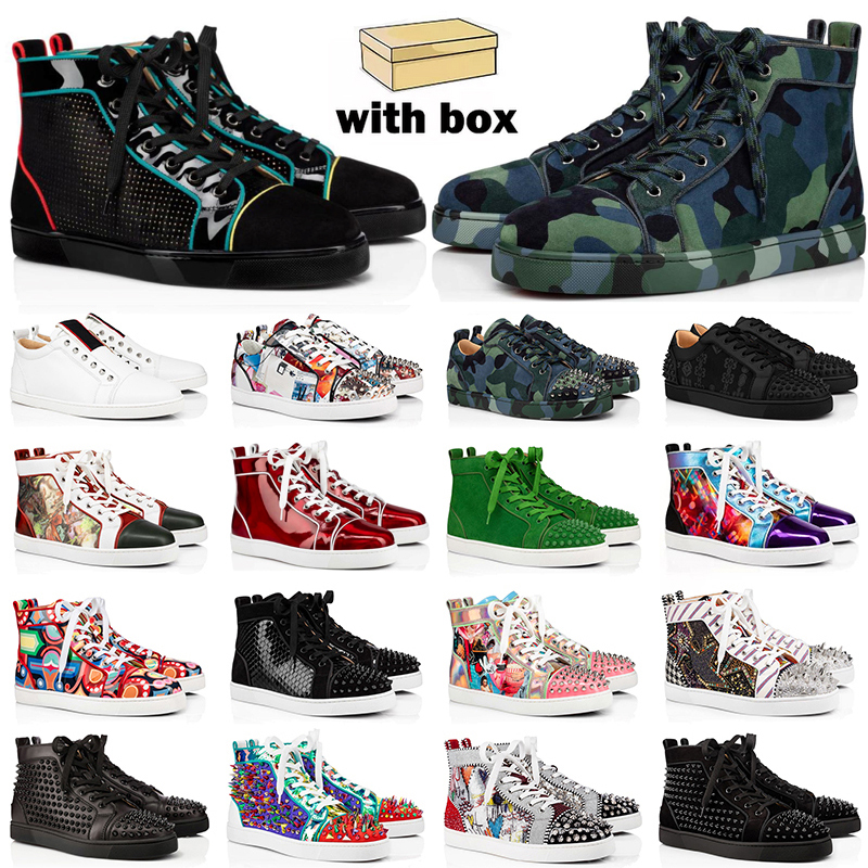 

Sneakers men women Casual shoes high low top Black White Camo Green Glitter Grey pink leather suede mens fashion spikes trainers, Item #1