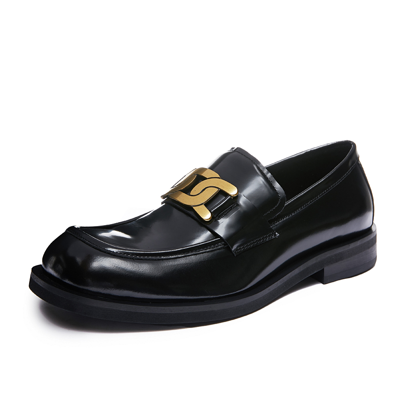 

Men Loafers Shoes Thick Sole British Style 2022 Full Grain Leather Mens Wedding Dress Shoes Male Formal Business Shoe, Black