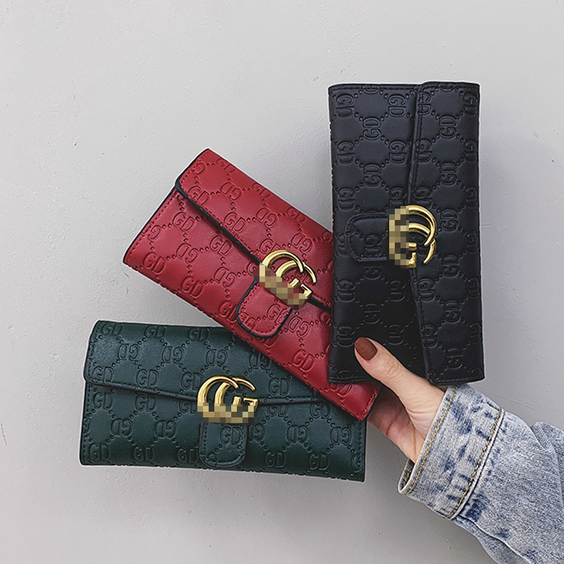 

New fashion personalized women's bag long simple folding handbag wallet, Red