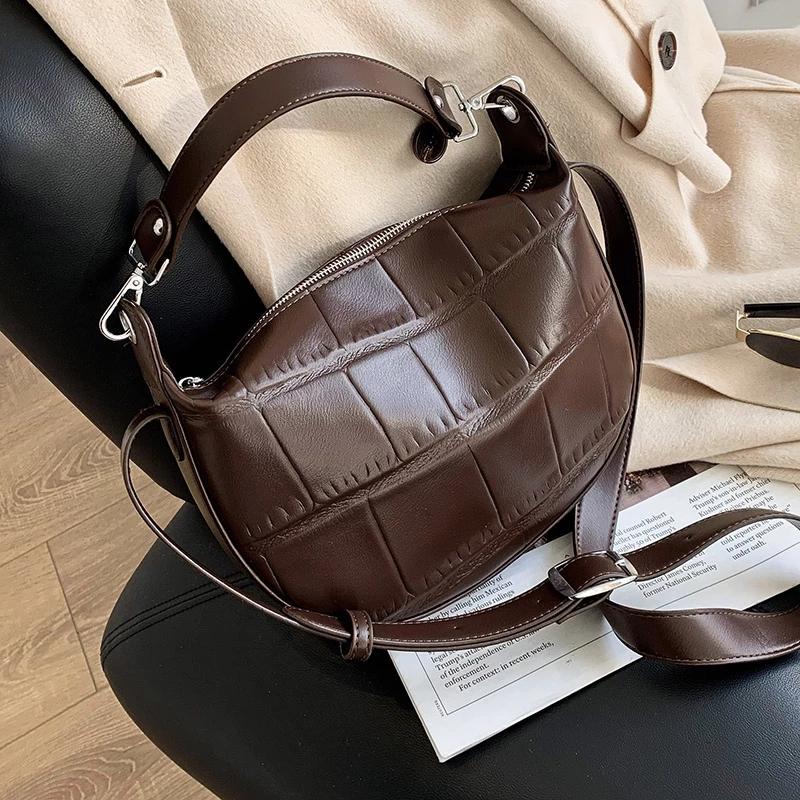 

Stone Pattern Small PU Leather Crossbody Bags For Women 2021 Lady Designer Handbag Solid Color Shoulder Bag Cross Body, Black