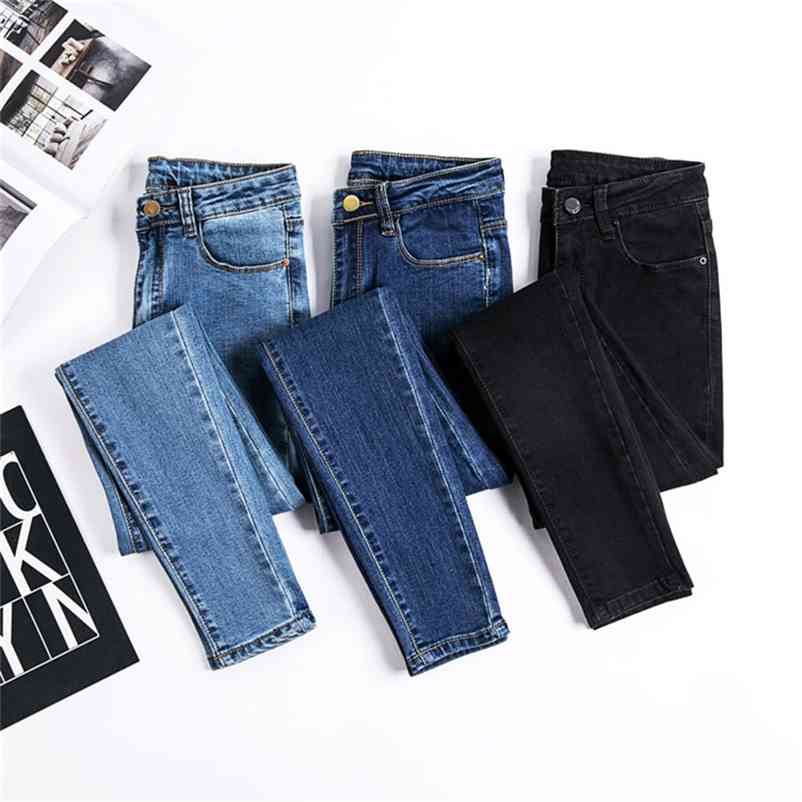 

Casual Denim Pants Black Color Womens Jeans Donna Bottoms Skinny For Women Trousers Mom's Plus size Stretch pencil 210629, Blue