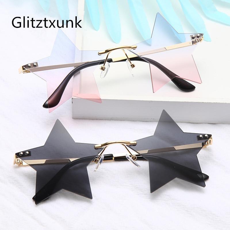 

Sunglasses Women 2021 Fashion Rimless Trendy Five Star Sun Glasses For Pentagram Shades Eyewears UV400 Gafas De Sol Mujer