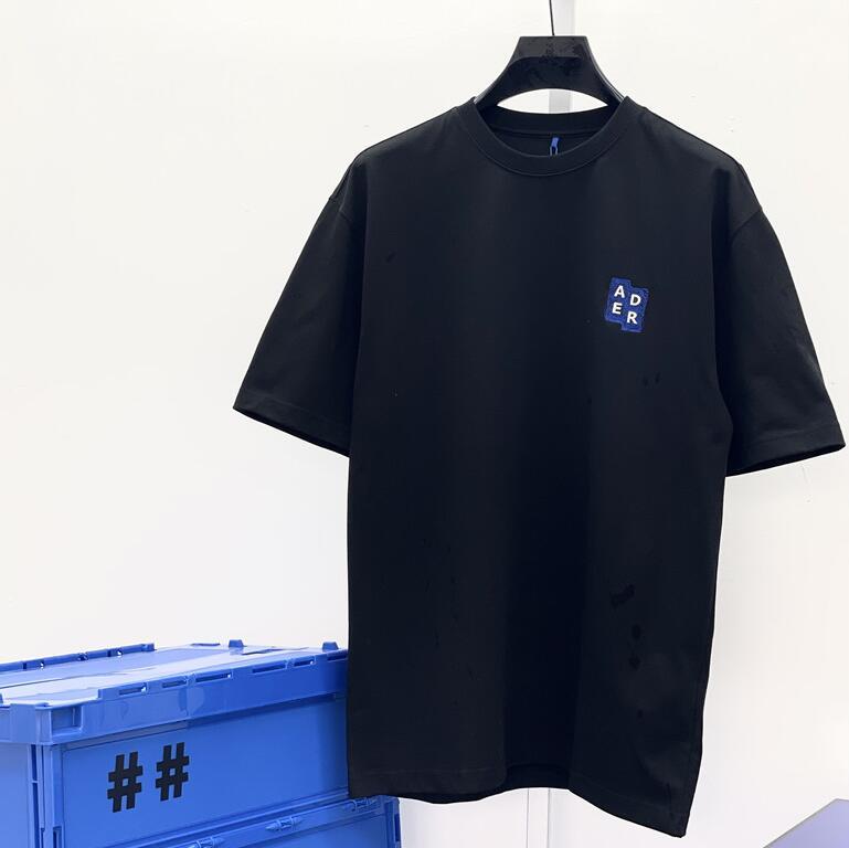 

Black Color T-shirt Men Women 1 High Quality Chest Embroidered Tee Back Print Short Sleeve Tops, White;black