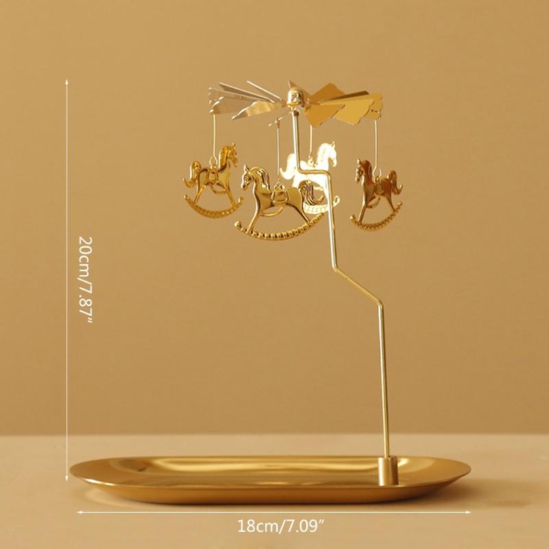 

Candle Holders Romantic Rotary Spinning Candlestick Holder Metal Carousel Home Party Decor Gift X3UC