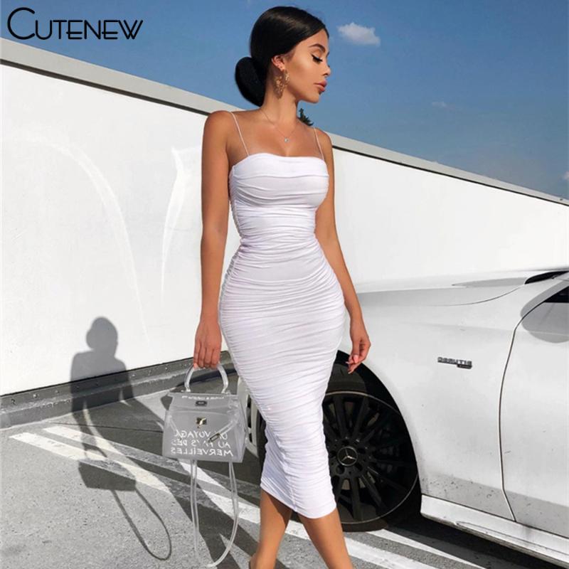 

Casual Dresses Cute Elegant Skinny Sling Long Dress Women's Clothes Summer Sexy Off Shoulder Streetwear Solid Ruched Club Party Lady, Black;gray