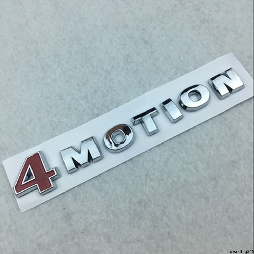 

4 motion 4motion red chrome car rear emblem decal for passat touareg golf polo tiguan jetta car boot trunk badge sticke, Red silver
