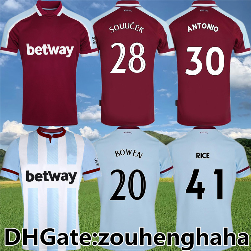 

RICE BOWEN SOUCEK Soccer Jerseys 2021 22 Home Away BENRAHMA HAM ANTONIO YARMOLENKO maillots foot P.FORNALS WEST DIOP F.ANDERSON COUFAL LANZINI Football shirts Kit