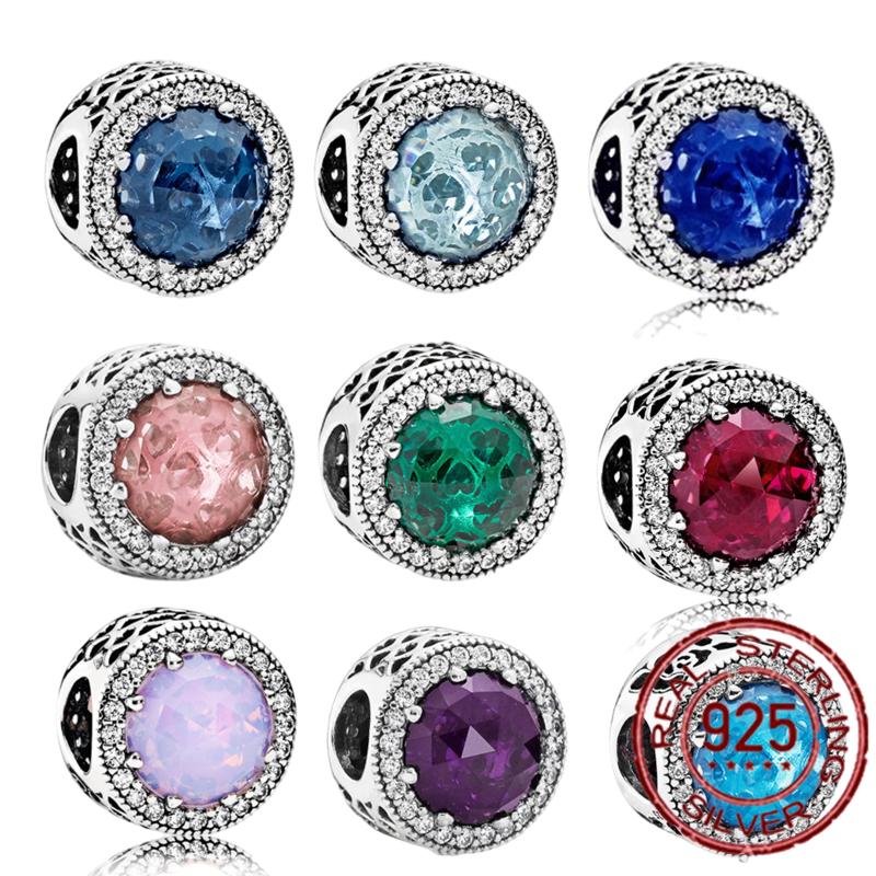 

Other Series 925 Sterling Silver Beads Round Crystal Zircon Charms Fit Original 3mm Bracelets For Women DIY Jewelry Making SMC608