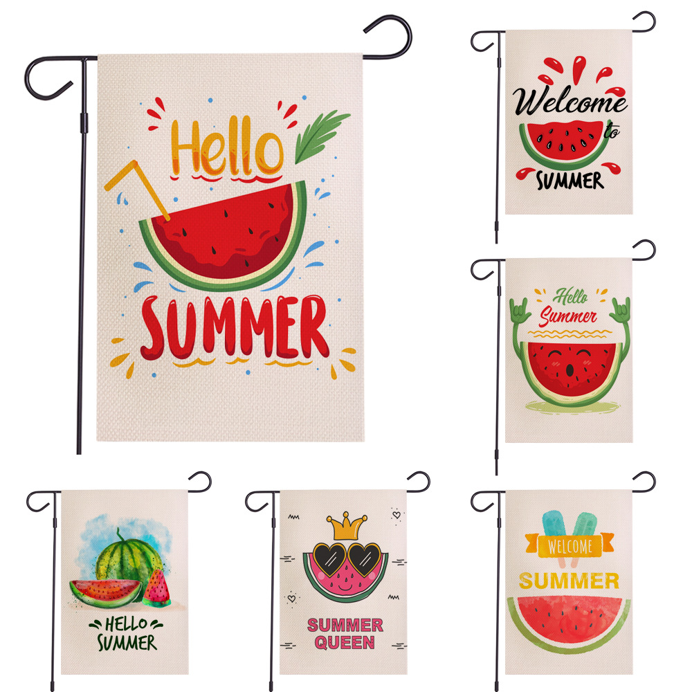 

Fruit Garden Flag Hello Summer Watermelon Lemon Double-sided Outdoor Decorative Hanging Welcome Sum-mer Season Banner 12*18inch