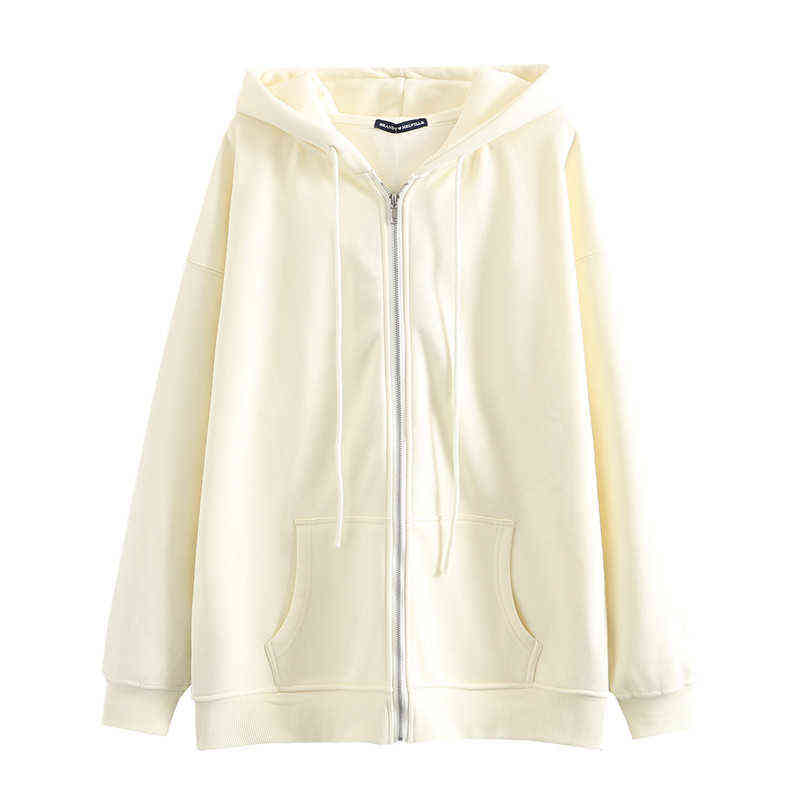 

Brandy Melville loose hooded BM sweater female Ouyang Nana same cardigan Plush coat, White