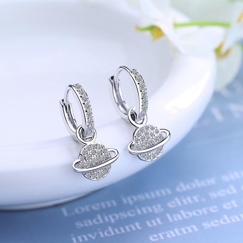 Dangle & Chandelier Luxury Woman Drop Earring 2021 Fashion Cubic Zirconia Unusual Planet Pendant Charm Earrings For Women Teens Jewelry-image-710736694