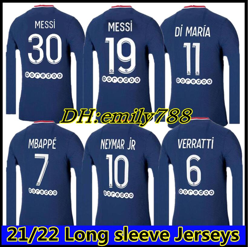

Paris psgjersey LONG SLEEVE MESSI MBAPPE soccer jerseys HAKIMI SERGIO RAMOS 21 22 Maillots de football shirt 2021 2022 MARQUINHOS VERRATTI uniforms maillot de foot, 21 22 home +patch