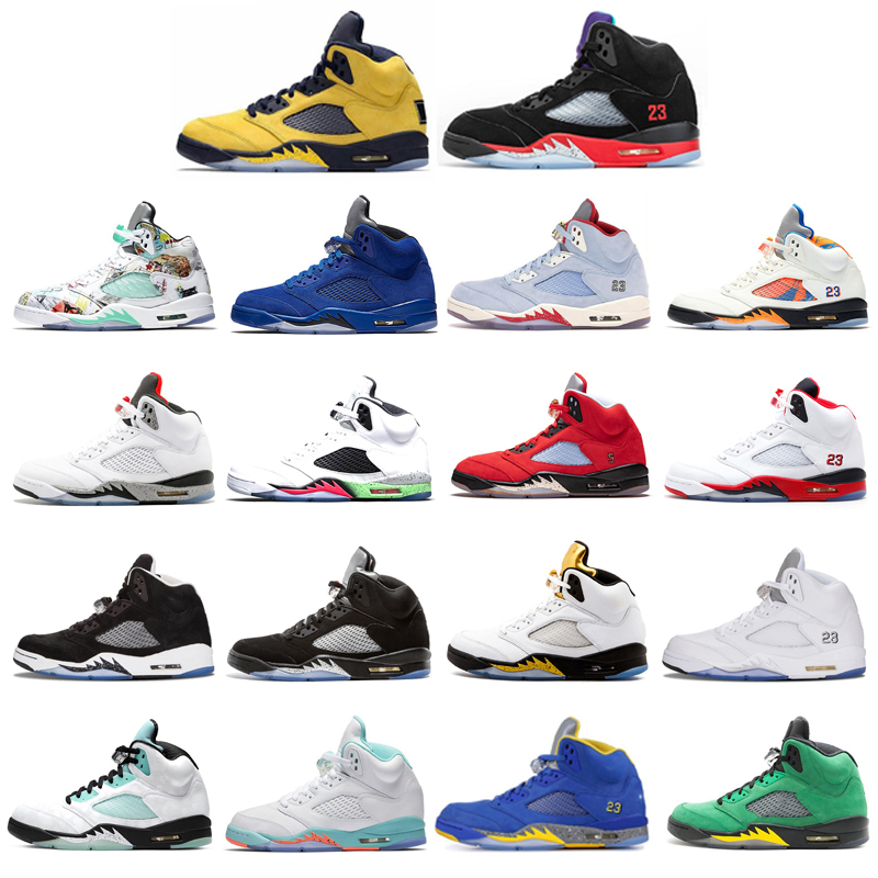 

Jumpman 5 5s Basketball Shoes Fab Throphy Room Alternate Bel International Flight Island Green SP Top 3 Sneakers Trainers, Light aqua