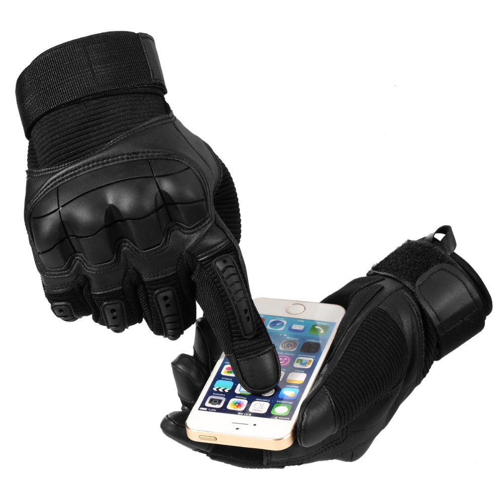 

Touch Screen Tactical Rubber Hard Knuckle Full Finger Gloves Military Army Paintball Airsoft Bicycle Combat PU Leather Glove Meng