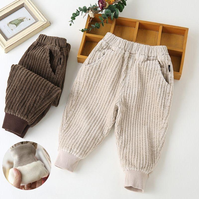

Trousers Fashion Boys Children Pants Corduroy Kids Clothes Spring Autumn For Baby Boy Toddlers Biege Brown Cotton