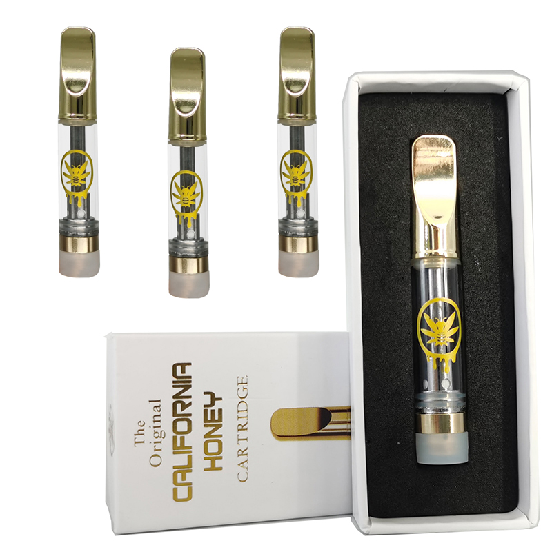 

California Honey Vape Cartridges Golden Thick Oil Atomizers Copper Mouthpiece Ceramic Coli E Cigarettes 1ml 0.8ml 510 Thread Cartridge Vapes Carts