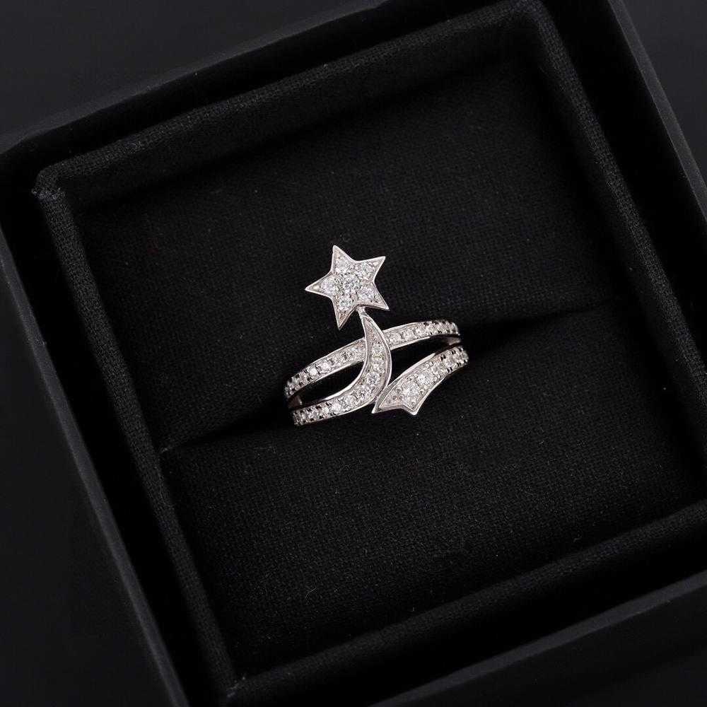 

Hot Brand Pure 925 Sterling Silver Jewelry For Women Star Rings CZ Diamond Rings Wedding Jewelry Engagement Branch Ring Luxury