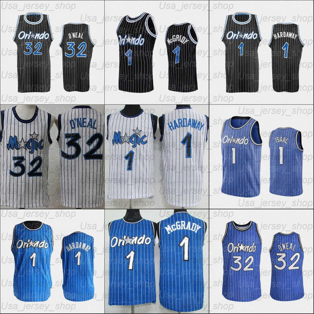 

2021 NEW Basketball jersey 32 ONeal 1 Mcgrady Mesh Retro Penny Hardaway Men Women Youth white blue black, As photo
