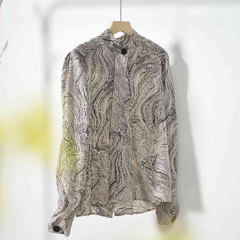 

2021 New Blusa Estampada Vintage Manga Longa Camisa Feminina Novo Aw5c, Black