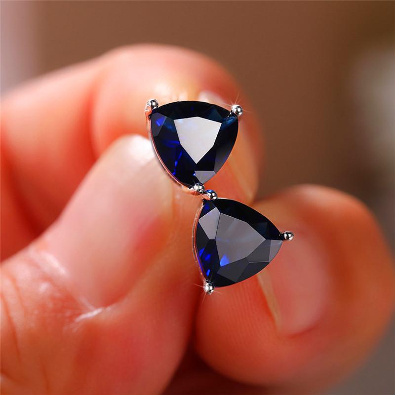 

Stud Simple Female Crystal Triangle Earrings Charm Silver Color Small Earring Cute Rainbow Zirconia Wedding For Women, Golden;silver