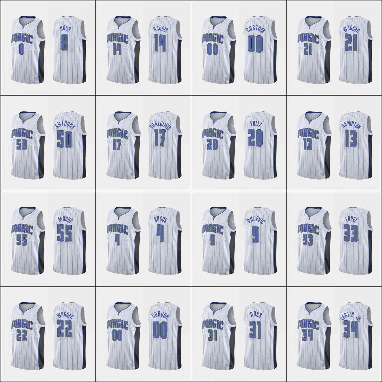 

Orlando's Magic's Men Cole Anthony Terrence Ross Aaron Gordon Markelle Fultz Nikola Vucevic Custom White Association Jersey, Black;red