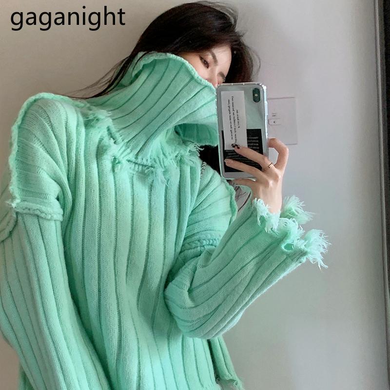 

Women's Sweaters Gaganight Women Loose Korean Chic Turtleneck Sweater 2021 Autumn Winter Retro Ins Solid Color Pullover Top Female, White