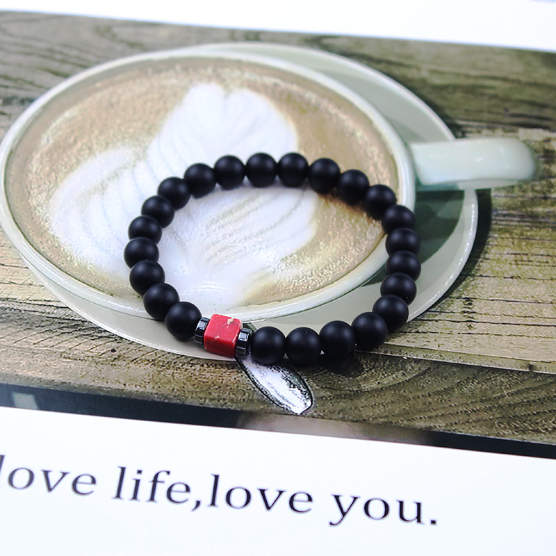 

7 color Rainbow man bracalete natrual stone beaded bracelet Square Colorful Emperor beads bracelets for women men jewellery, Black