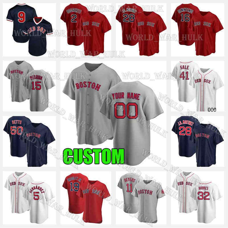 

Custom Red Sox Baseball Jersey Enrique Hernandez Mookie Betts Ted Williams Andrew Benintendi David Ortiz JD Martinez Wade Boggs, Blue;black