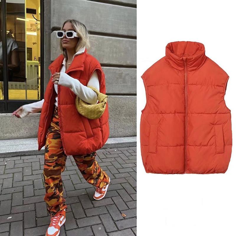 

Women's Vests KBAT 2022 Winter Women Vest Sleeveless Zipper Jackets Warm Fashion Cropped Coats Autumn Streetwear, Black;white