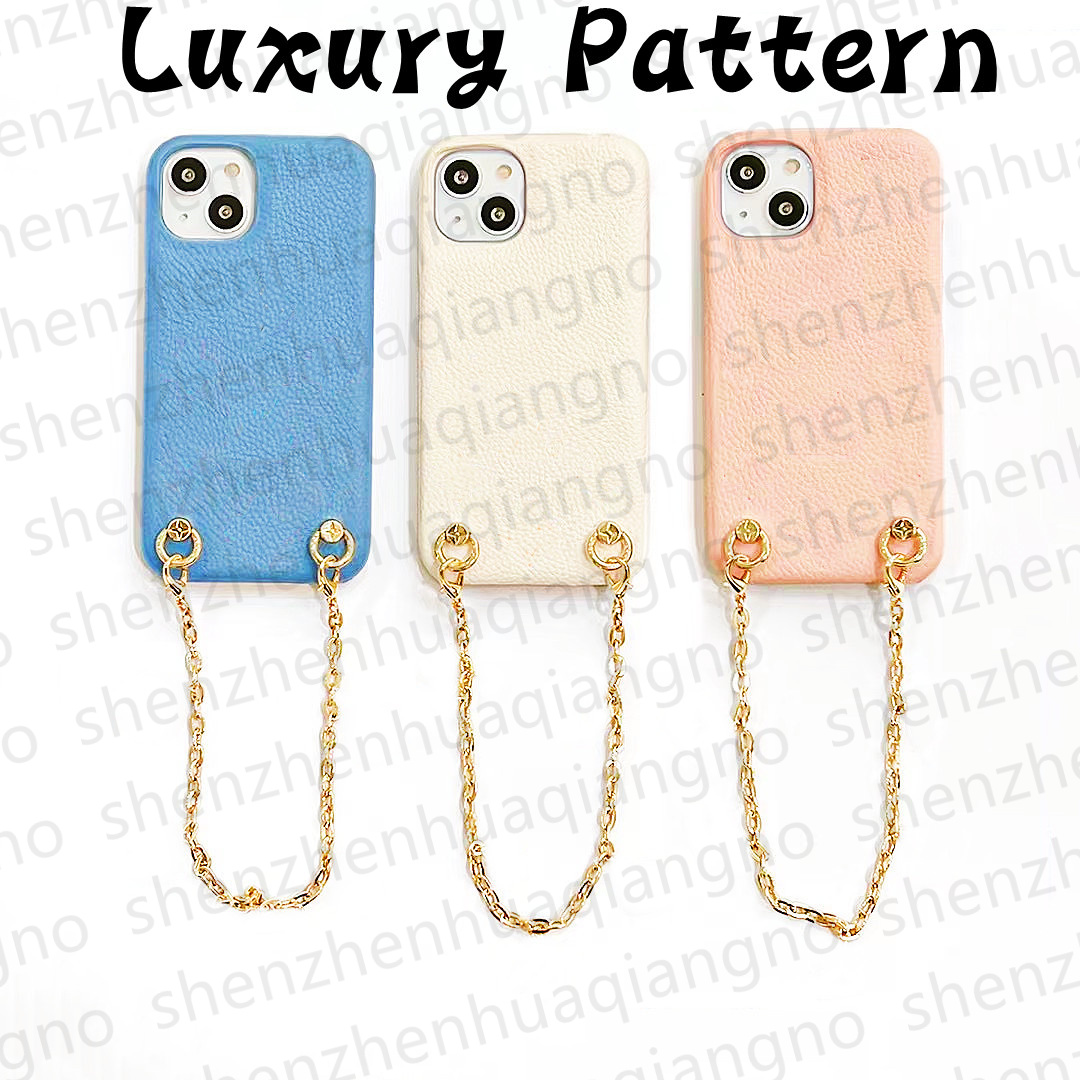 

Fashion Phone Cases For iPhone 13 Pro Max Case I 12 11 Shell Designer Embossing Caviar Bracelet Wristband Hand Strap Thick Golden Chain Worn in the Hand Mobile Cover, Gift box