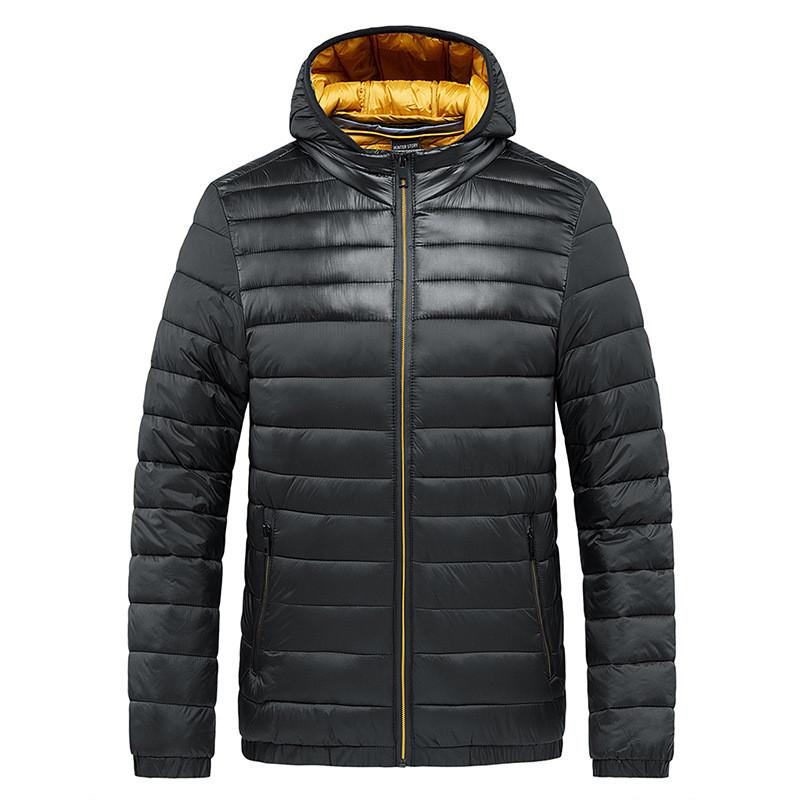 

Men's Jackets MORUANCLE Fashion Casual And Coats Cotton Lined Thick Warm Parkas With Hood Solid Color Windbreaker Clothing, Black