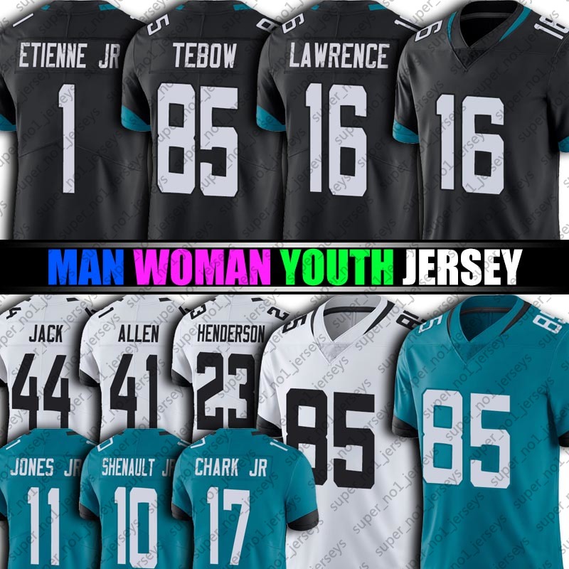 

16 Trevor Lawrence 85 Tim Tebow Jersey Jaguars Football Jacksonville Travis Etienne Jr Josh Allen Jerseys DJ Chark Jr Robinson CJ Henderson, Man size s-xxxl (mzh)