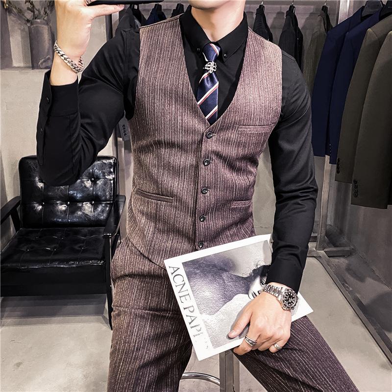 

Men's Vests Retro Striped Mens Suit Vest Smart Casual Slim Men Formal Dress Business Wedding Party Vintage Male Waistcoat Gilet Homme, Green