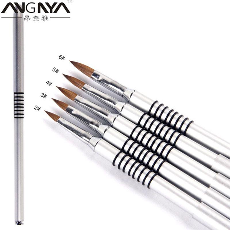 

2#3#4#5#6# Metal Hand Nail Brush 100%Kolinsky Hair Art Carving Powder Gel Manicure Tools Brushes