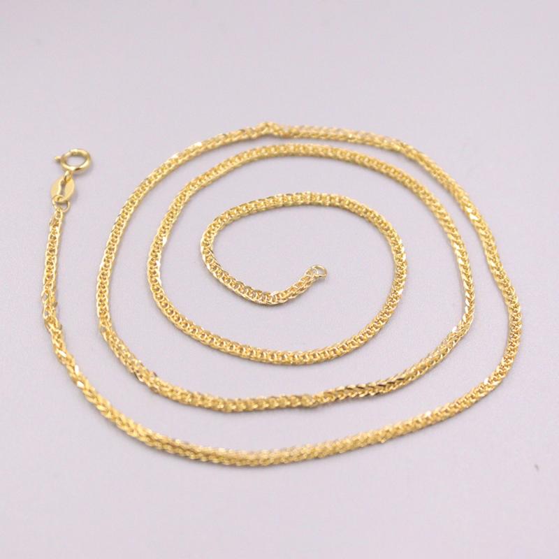 

Chains Pure 18K Yellow Gold Necklace Woman Man Luck Hollow Wheat Chain Link 1.4mmW Stamp Au750, Silver