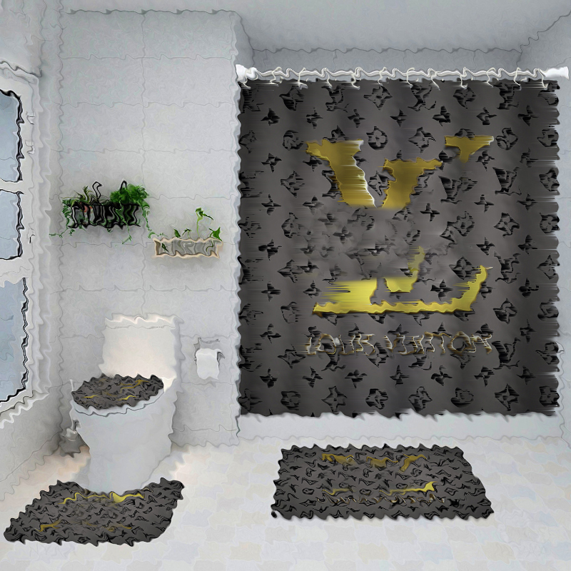

Simple Print Shower Curtains Sets Hipster High-grade Four-piece Suit Bathroom Anti-peeping Non-slip Deodorant Must Bath toilet Mats