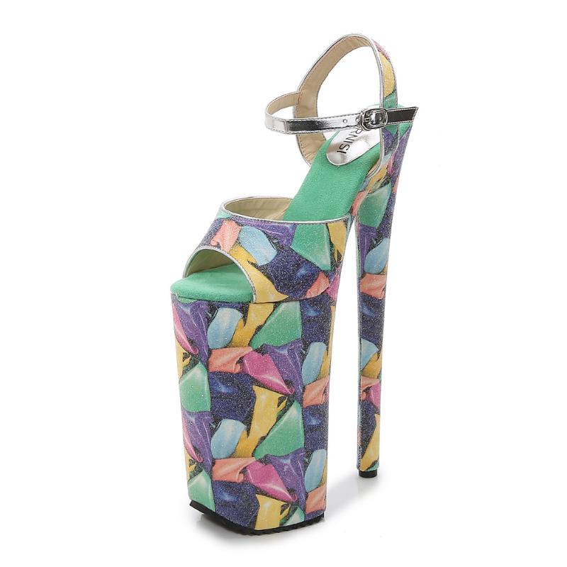 

Dress Shoes Performing Pole Dance Sequins Diamond Pattern High-heeled Sandals European And American Style Sexy Banquet Fairy Stage, Red