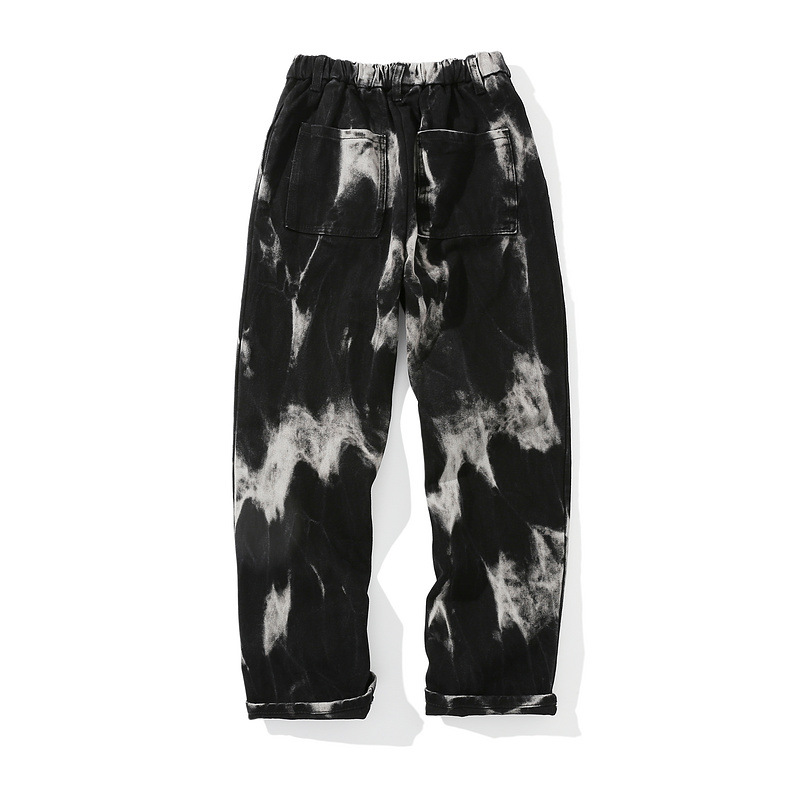 

TKPA Tie-dye Straight Drawstring Casual Pants Men's Ins European and American High Street Hip-hop Couple Loose Long Pants Spring and Autumn, Blue