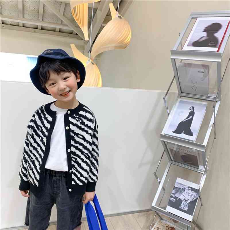 

Autumn children fashion zebra stripes sweaters unisex all-match long sleeve cardigans 210708, Stripe