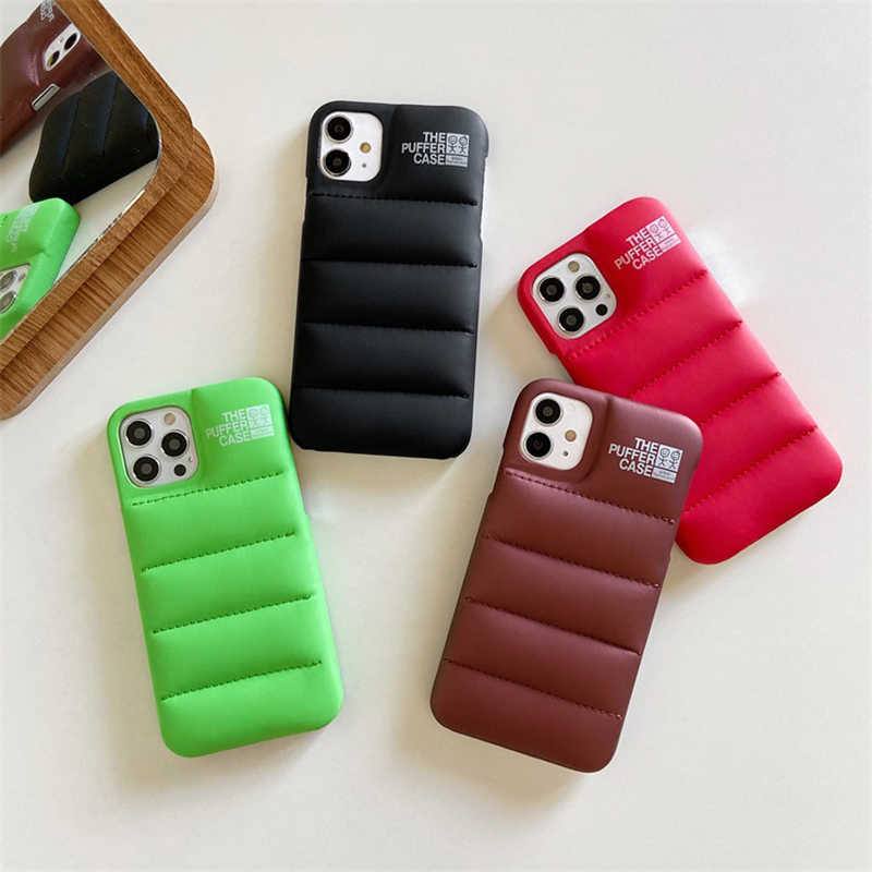 

Fashion Brand Down Jacket Phone Case For iPhone 13 12 11 Pro Max X XS XR 7 8 Plus SE 2020 The Puffer Case Soft Silicone Cover H1009