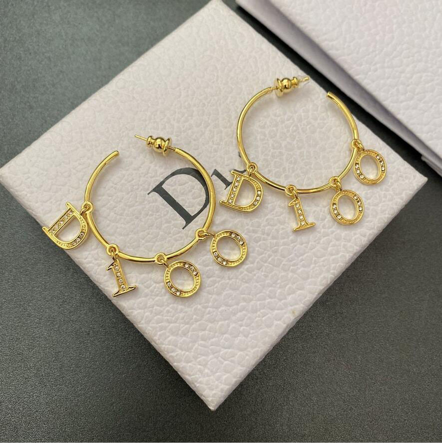 

Luxury have stamp fashion letter hoop earrings eardrop for women party wedding lovers gift designer jewelry engagement with box, Golden;silver