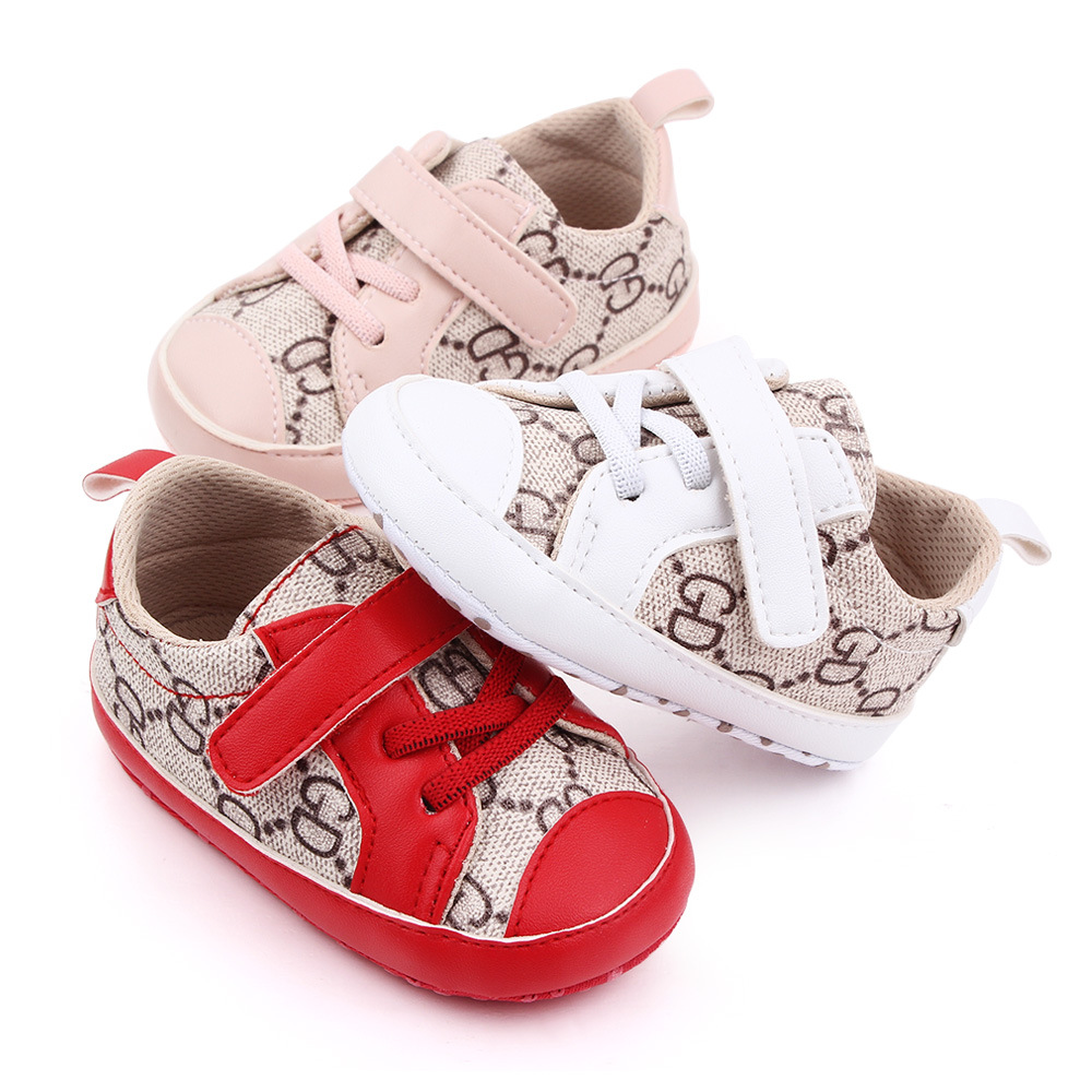 

Newborn Baby Shoes Infant Boy Girl Classical Sport Sneaker First Walker Toddler Anti-slip Sole Moccasins Crib Shoes, Red