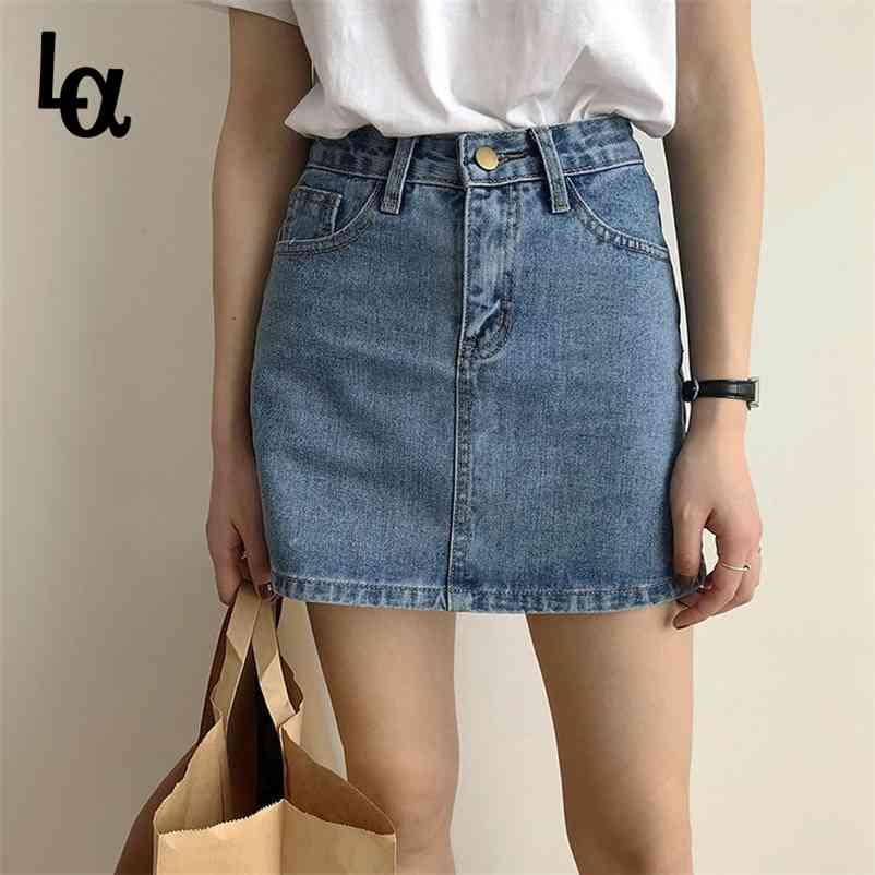 

Summer Chic Fashion Denim Skirt Women Vintage High Wasit Sexy Jeans Straight A-line Pencil Mini 210519, Black