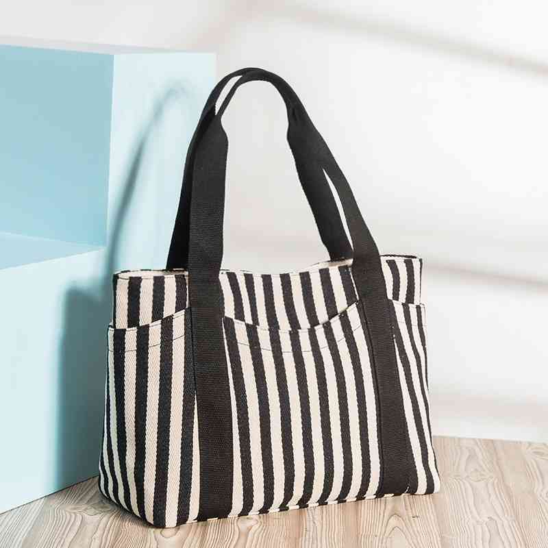 

Fashion stripe women's portable Shoulder Bag Tote Mami canvas bag, Blue
