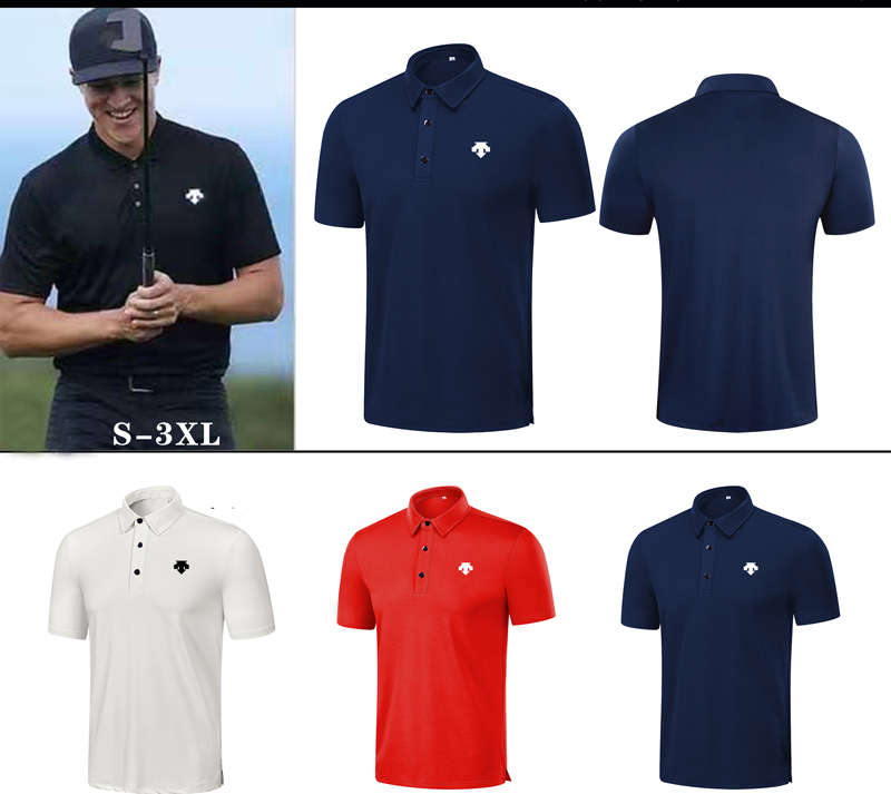

Summer Short Sleeve Men's T-Shirt 4 Colors Quick-drying Fabric Golf Clothes Outdoor Leisure Sport Shirt, White