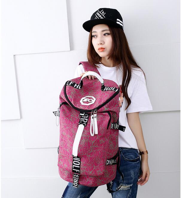 

Backpack 1 Piece Large Capacity Men Women Travel Bag Mountaineering Canvas Bucket Shoulder, Black