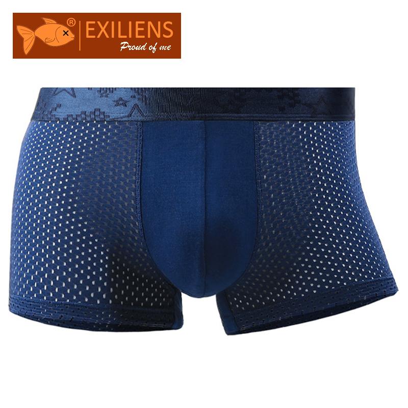 

Underpants EXILIENS Brand Men Boxer Mesh Mens Boxers Underwear Cueca Masculina Ropa Interior Hombre Calzoncillos Slip Sous Size -4XL, White